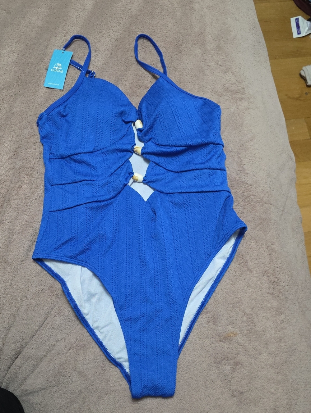 Cupshe Cobalt Blue One-Piece Swimsuit with Ring Cutouts